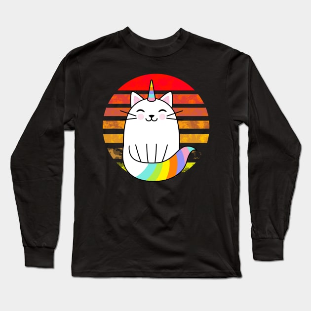 Unicorn cat rainbow sunset Long Sleeve T-Shirt by FromBerlinGift